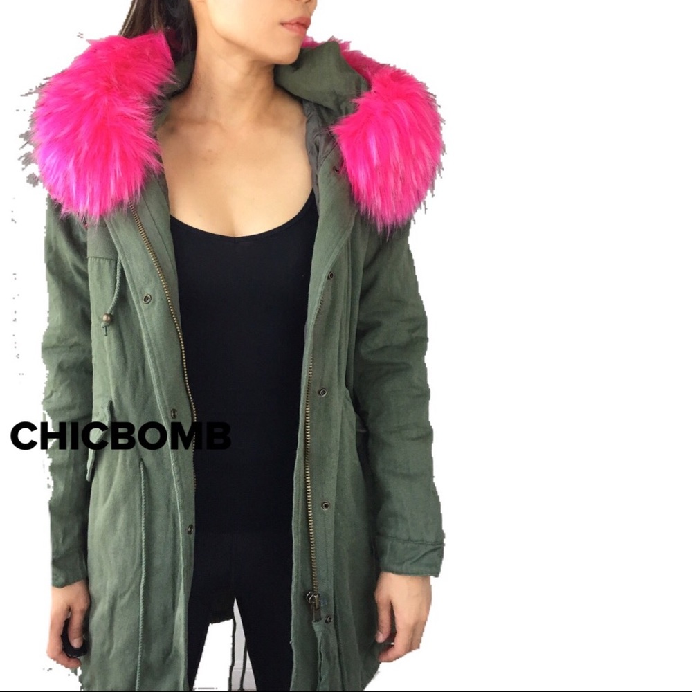 Celebrity Style Faux Fur Parka Jacket - Picture 3 of 8